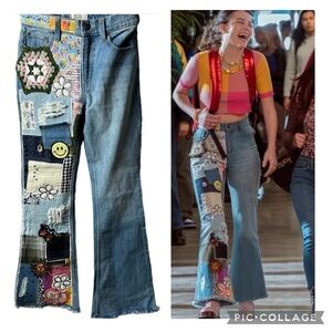 NWT Urban Outfitters BDG High Waisted Indigo Craft Patchwork Flare Jeans 24